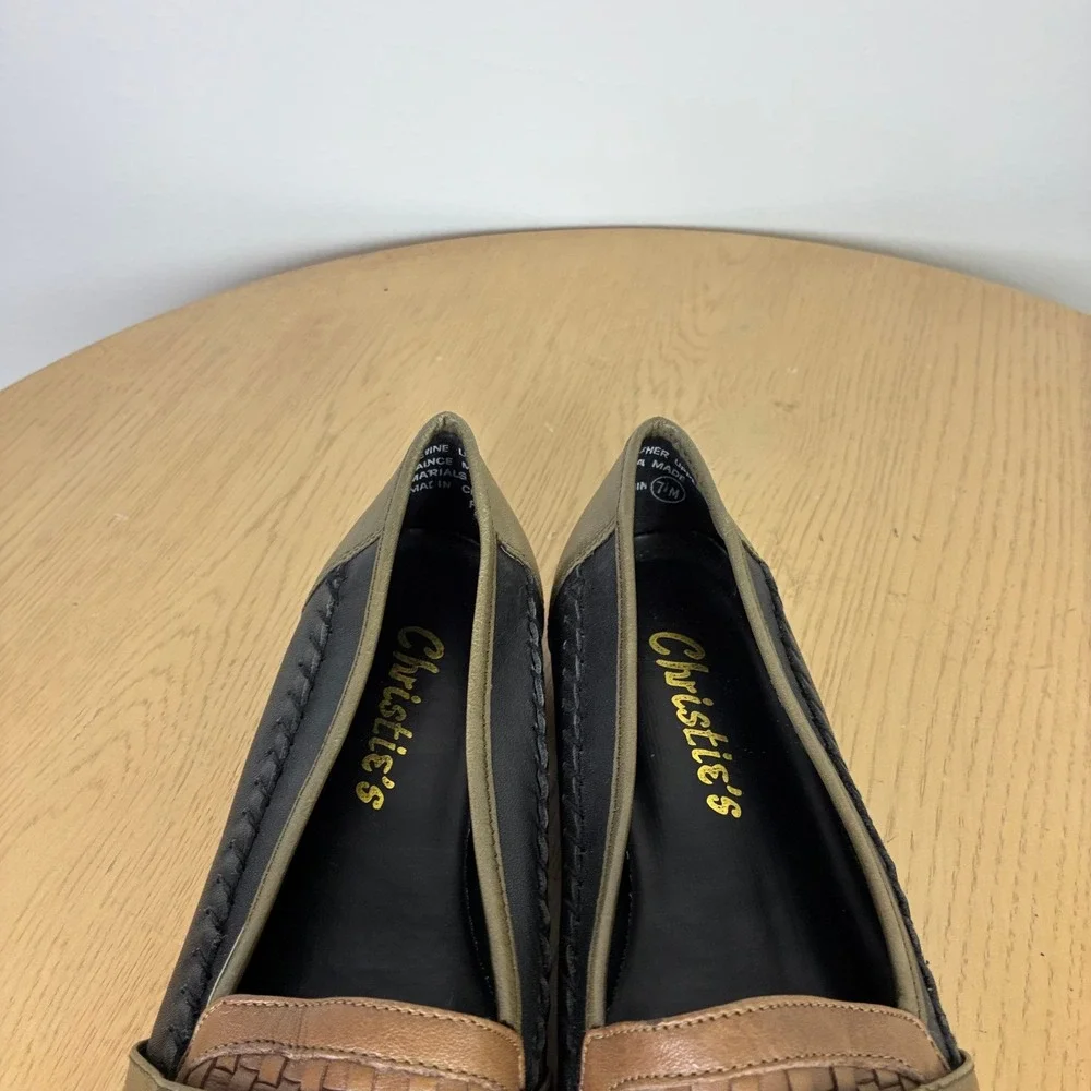 Vintage Christie's Tassel Loafers Woven Pointed Toe Flats Women's 7.5 Preppy 90s